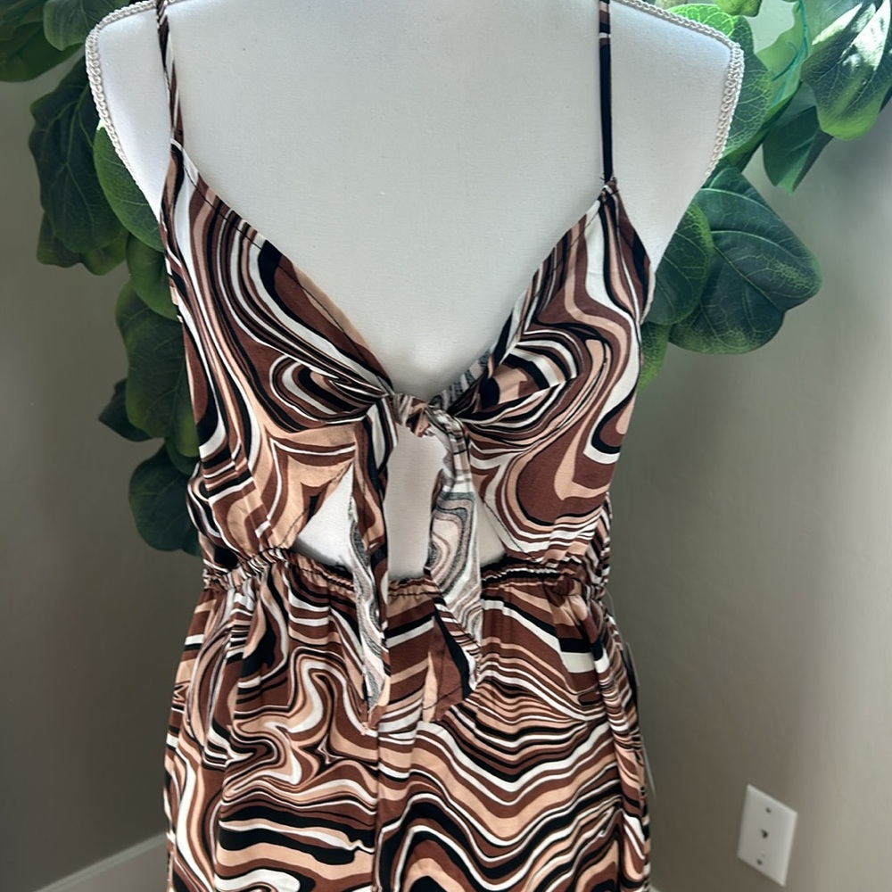J for Justify Black and Brown Patterned Sun Dress - Picture 3 of 4